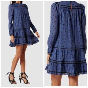 Joie Bessin Floral Cotton Long Sleeve Shift‎ Babydoll Dress Size Small